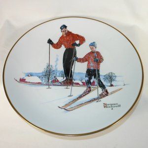 Collector's plate. GORHAM UK, Norman Rockwell Winter-Ski Skills